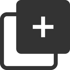 Fototapeta premium Filled black add icon with stacked squares