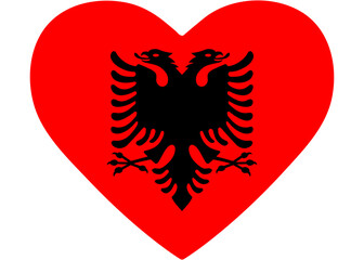 Heart-shaped Albania flag design with eagle