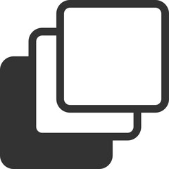 Reversed layer square icon with outline and solid