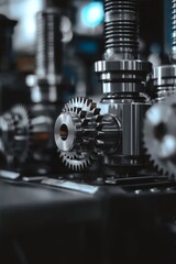 Close-Up of Precision Engineering Intricate Gears and Components in Modern Machinery.