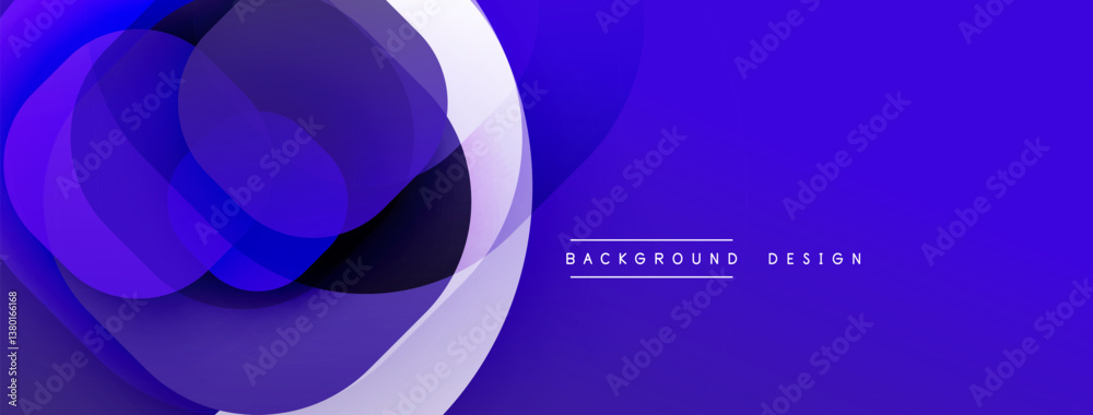 Fototapete Abstract shapes overlap creating dynamic composition. Deep blues, purples, whites blend smoothly. Modern design, smooth gradients, elegant aesthetic.