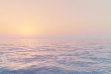 Peaceful sunrise over a tranquil sea.  Soft pastel hues blend the sky and water in a serene vista