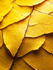Obraz premium Close up patterns on yellow autumn leaf. nature background. 
