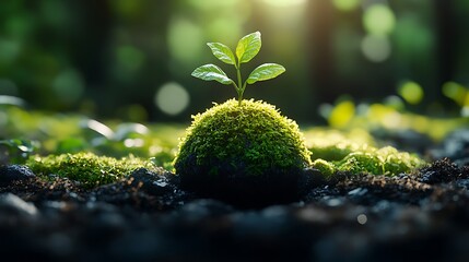 Magical earth glowing between forest leaves high resolution picture