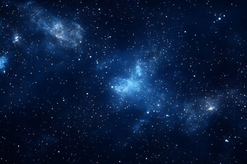 Naklejka premium Starry night sky with blue nebula and cosmic dust abstract background.
