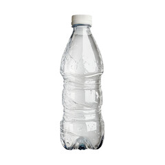 Fototapeta premium Squashed empty water bottle isolated on Transparent background for recycling or waste management analysis, Squashed Empty Water Bottle isolated on PNG background