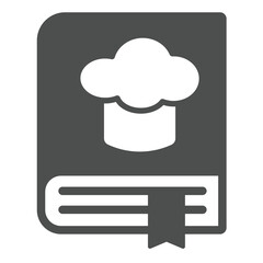 Chef cooker recipe book with bookmark solid icon, culinary cooking concept. Vector graphics. Cook book with chef hat sign on white background, glyph style icon for mobile or web design.