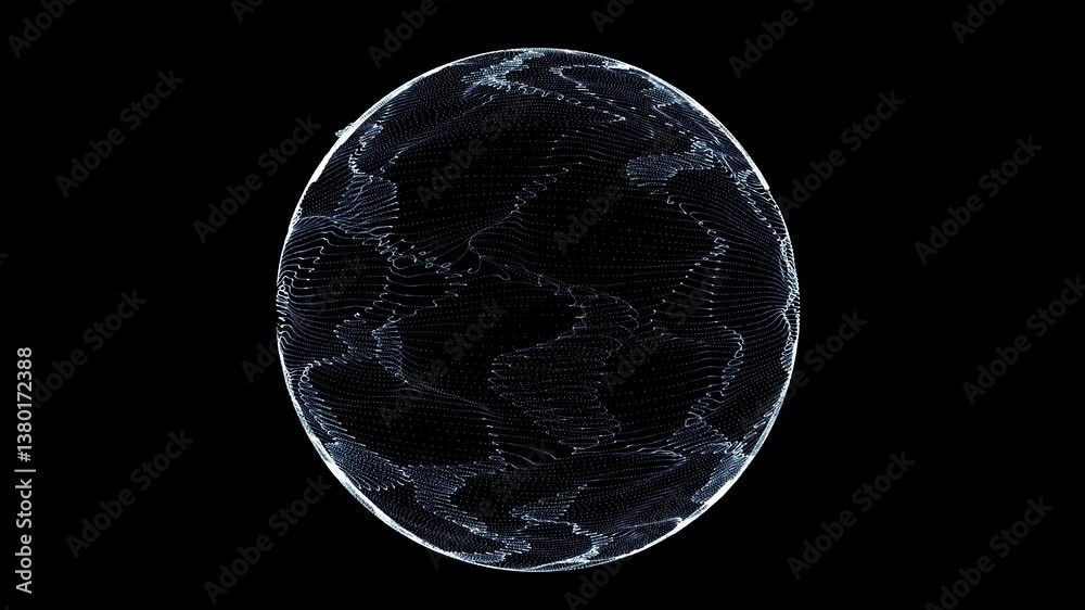 Aufkleber technology blue sphere with connecting dots and lines. digital abstract network structure. 3d render