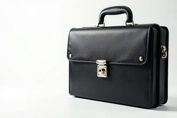 Locked briefcase, confidential files on white , forbidden, privacy
