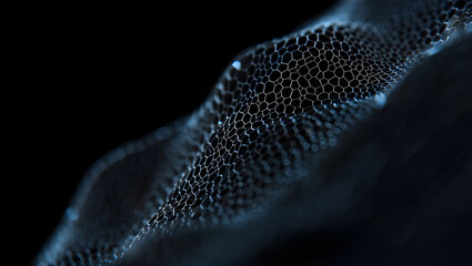 A close-up of graphene's intricate hexagonal structure, showcasing its modern material innovation.
