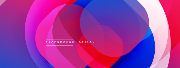 Fototapeta premium Abstract vibrant layers create dynamic composition. Smooth gradients blend pink, purple, blue, red. Modern design evokes energy, flow, visual interest.