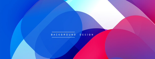 Abstract composition. Overlapping circles create vibrant gradients. Blue, purple, pink hues dominate. Modern design, smooth transitions, dynamic shapes.