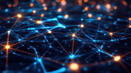 Fototapeta premium Abstract network of glowing connections. Interconnected points and lines