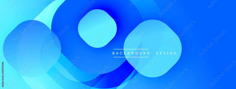 Fototapete Blue abstract shapes overlap. Smooth gradients create dynamic composition. Modern design for backgrounds, presentations, digital art.