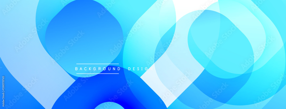 Aufkleber abstract blue design. overlapping circles create dynamic composition. gradient shades offer depth, m