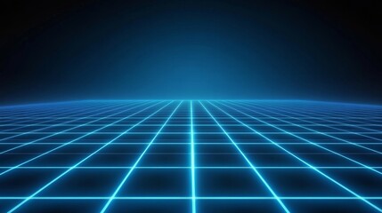 A background featuring an abstract blue grid with lighting, showcasing a high-tech landscape of interconnected lines representing the future
