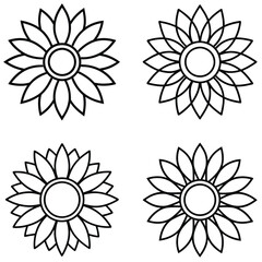 Set of vector flowers with floral design and colorful blossoms