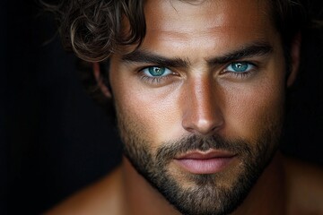 Obraz premium Portrait of a beautiful man, Generative AI