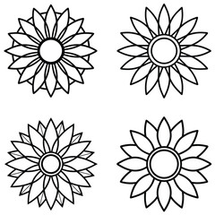 Set of vector flowers with floral design and colorful blossoms