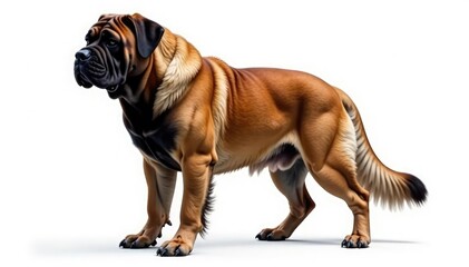 Obraz premium Majestic mastiff, powerful stance, white background, sitting, full body, large