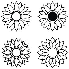 Set of vector flowers with floral design and colorful blossoms