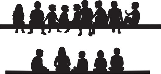 Silhouetted Children in Unity vector design