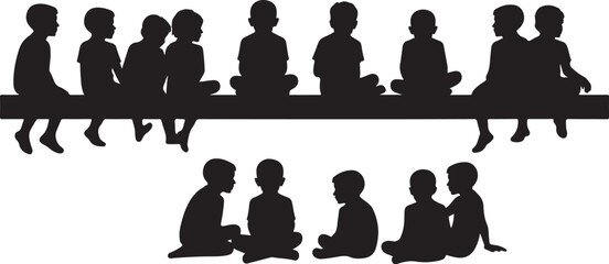 Silhouetted Children in Unity vector design