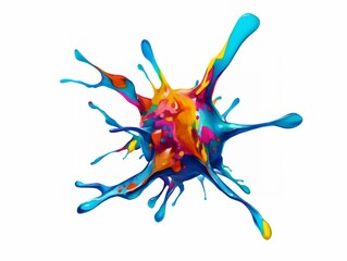 Fototapeta premium Dynamic Paint Splatter with Vibrant Colors on a White Backdrop Art Illustration