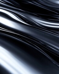 A smooth, flowing abstract representation of dark metallic waves, reflecting light in a dynamic manner, suitable for backgrounds in creative projects or digital designs