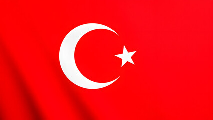 Obraz premium The waving flag of turkey featuring a white star and crescent on a vibrant red background.