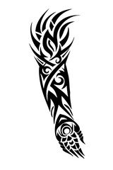Obraz premium Arm sleeve tattoo vector illustration on a white background.