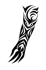 Obraz premium Arm sleeve tattoo vector illustration on a white background.
