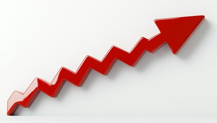 A white background with a glossy red arrow pointing upwards, used as a direction guide