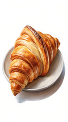 Fototapeta premium Croissant . Parisian Morning Bliss – Golden Croissant & Fresh Espresso. food vertical format 