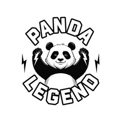 Panda legend vector, panda bear holding lighting bolt vector design