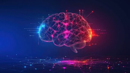 Obraz premium Futuristic AI Brain Model Representing Language Processing and Efficiency in Digital Communication