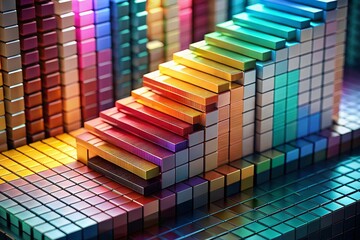 Colorful Tier List Macro Photo: Vertical Categories Ranked for Comparative Analysis