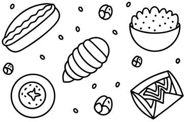 Unique Hand-Drawn Food Pattern Backgrounds – High-Quality & Seamless