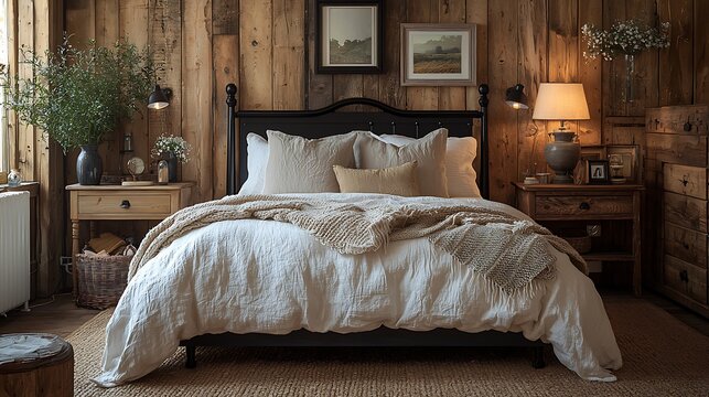 Neutral cozy colors for rustic bedroom high resolution picture