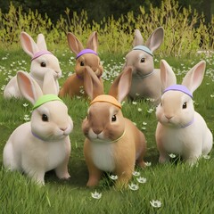 easter bunny with easter eggs