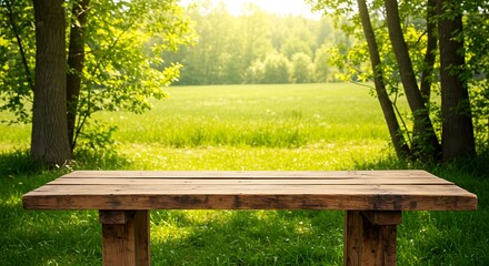 Naklejka premium Sunlit Meadow's Table AI Generated