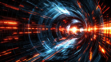 Obraz premium Dynamic Visual Representation of AI Language Model Efficiency in Abstract Concept of Speed and Data Flow