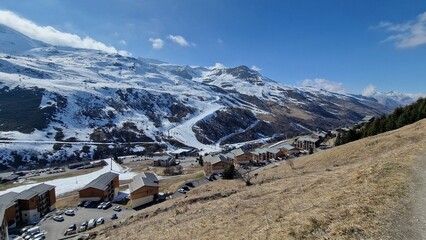 early spring in les trois valleé  skiing area in france