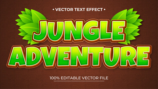 Jungle adventure Editable text Effect Comic Cartoon Quest Game tittle 3D Style