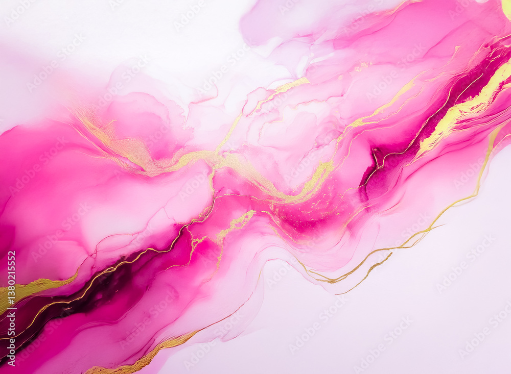 Leinwandbilder a beautiful flowing abstract, hints of magenta and gold hues intertwine. fluid designs with a white 