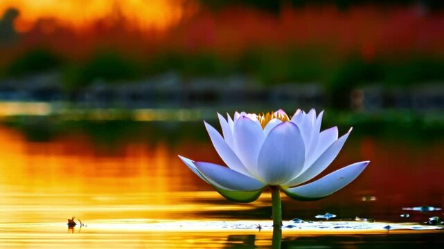 White water lily blooming in a pond