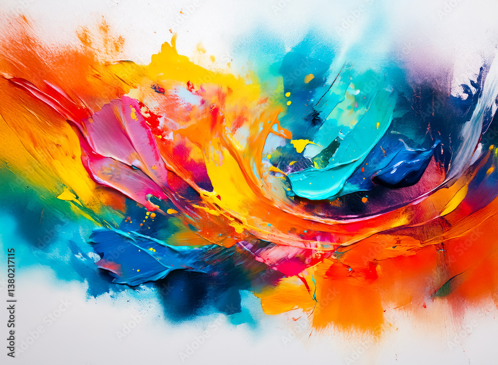 Leinwandbilder vibrant abstract artwork with thick paint strokes in a dynamic swirl of bold colors. energetic and e