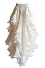 Cream-colored tiered skirt with voluminous ruffles