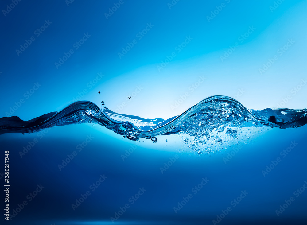 Poster a close-up shot capturing clear water. the image showcases the fluid's dynamic, with its surface sli