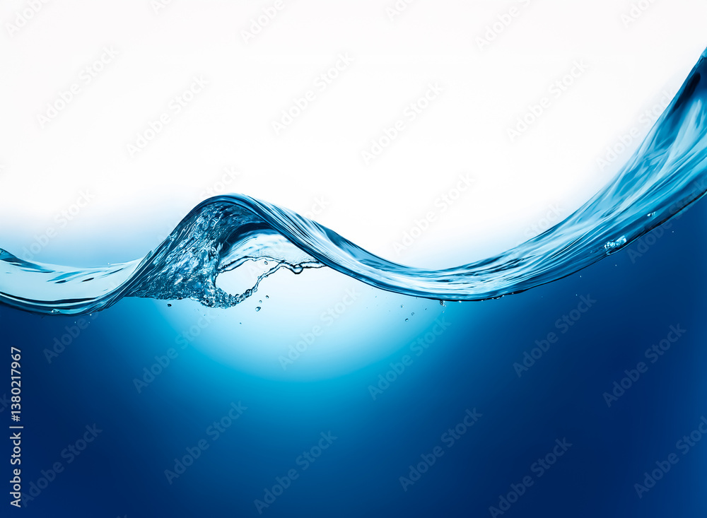 Fototapete a wave of pure, clear water, hints of blue, and light form an abstract, dynamic composition. the mov